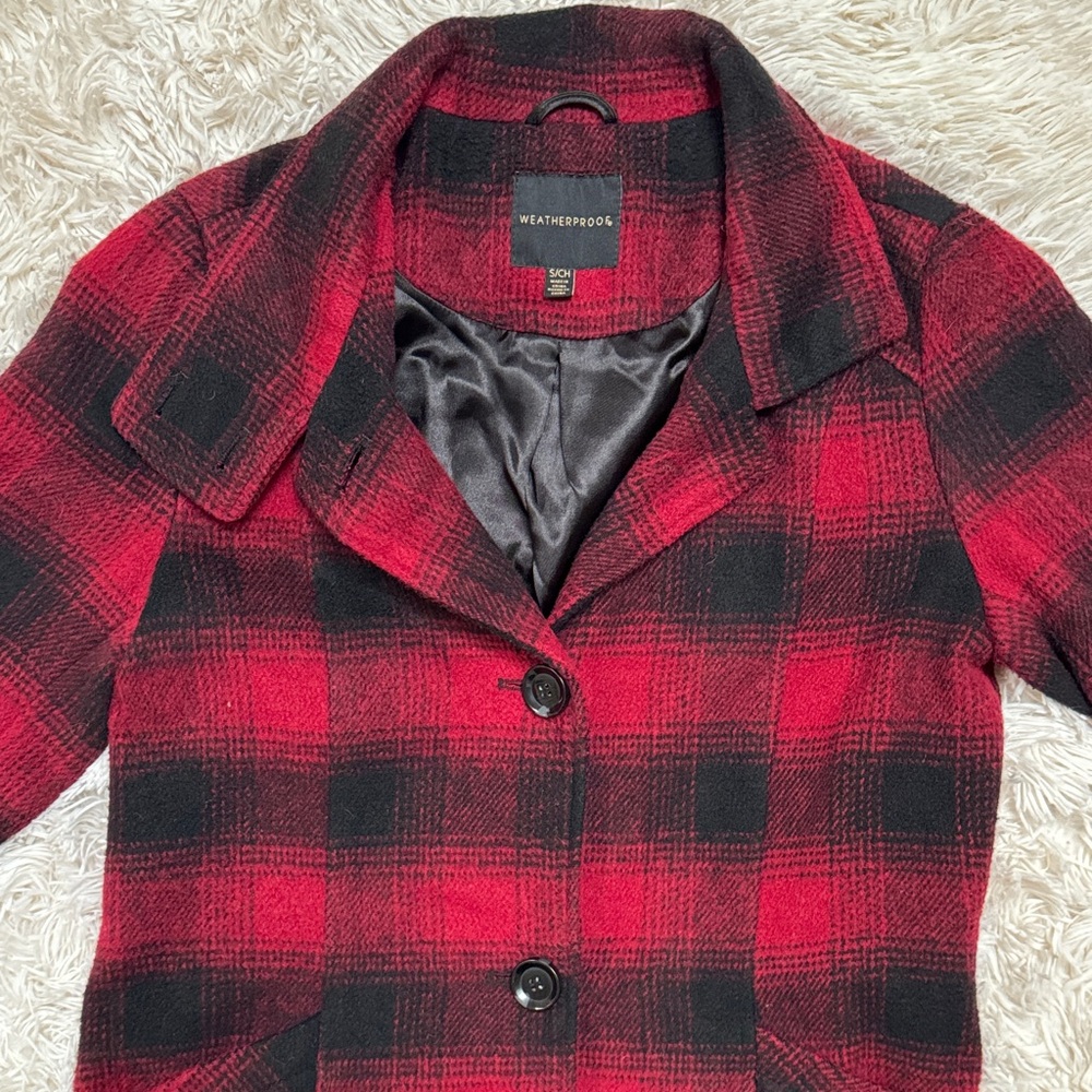 ๐2X HP๐ Weatherproof Plaid Peacoat ๐ Red & Black - Picture 7 of 16